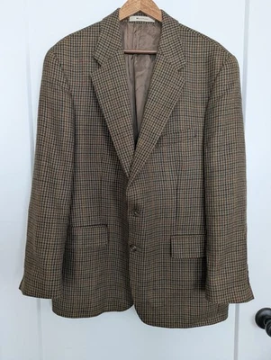 Chaps Ralph Lauren Men 44R Blazer Academia Brown Tweed Herringbone Sport Coat - Image 1 of 4
