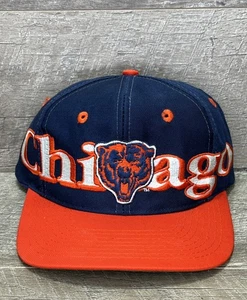 Vintage 90s Chicago Bears NFL Football Hat Cap Snap Back Navy Orange Logo 7 - Picture 1 of 20