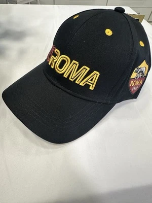 Cappello AS ROMA Ufficiale Con Visiera Cotone Ricamato Baseball Originale Nero - Immagine 1 di 4
