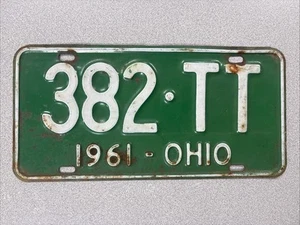 Placa de licencia de Ohio 1961 # 382-TT - Imagen 1 de 2
