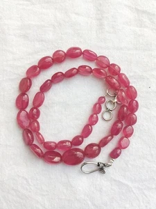 A++ Pink Ruby Coted Ruby Smooth Oval Beads 18" Beautiful Woman Choker Necklace - Picture 1 of 10