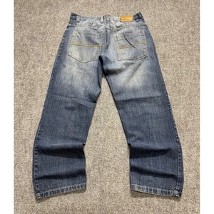 Evolution Jeans Men's 34x29 Cotton Light Wash Baggy Wide Leg Blue Y2K - Picture 1 of 11