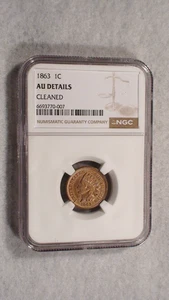 1863 INDIAN CENT NGC ABOUT UNCIRCULATED BETTER DATE 1C Penny Coin PRICED TO SELL - Picture 1 of 4