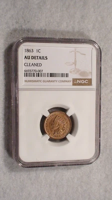 1863 INDIAN CENT NGC ABOUT UNCIRCULATED BETTER DATE 1C Penny Coin PRICED TO SELL - Image 1 of 4