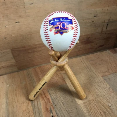 Béisbol coleccionable Jackie Robinson 50 aniversario con soporte en caja original Foto 1 de 4