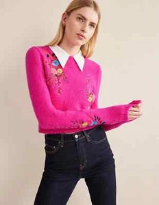 Boden Fluffy Rib Embroidered Sweater Medium Pink rrp £110 - Picture 1 of 18