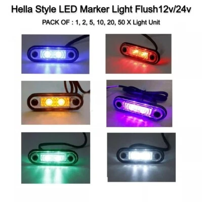 Hella Style LED Marker Light Flush Fit Kelsa Bar Running Lamp 12V 24V Truck UK - Image 1 of 4