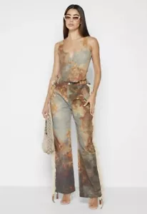NWT Maniere De Voir Size US 6/UK 10 Art Print Corset Top & Matching Cargo Pants - Picture 1 of 24