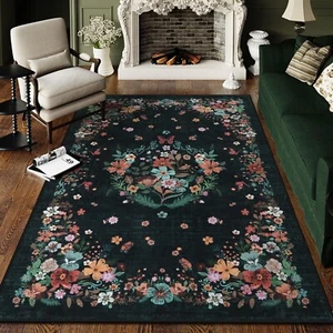 5x7 Area Rugs for Living Room, Vintage Floral Washable Rug Non Slip Throw Rug... - Picture 1 of 9