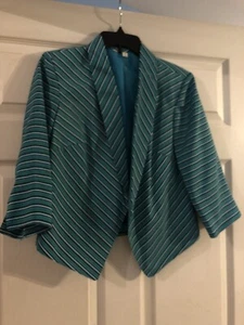 Womens Style & Co Aqua Striped Jacket Blazer Style, Lightweight Size Small - Picture 1 of 8