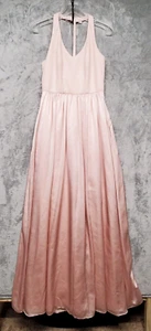 White by Vera Wang Dress Womens 4 Blush Pink Bridesmaid Formal Halter High Slit - Picture 1 of 12