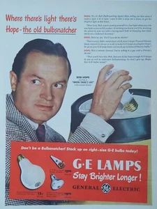 Anuncio impreso lámpara eléctrica general vintage 1947. Con Bob Hope - Imagen 1 de 1