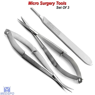 Micro Eye Surgery Scissor Ophthalmic Suturing Operating Surgical Scalpel Handle - Image 1 of 4