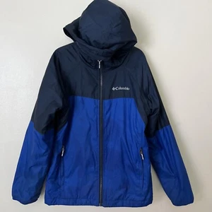 Columbia Boys 10 / 12 Blue Fleece Lined Windbreaker Jacket Zip Up Water SEE DESC - Picture 1 of 7