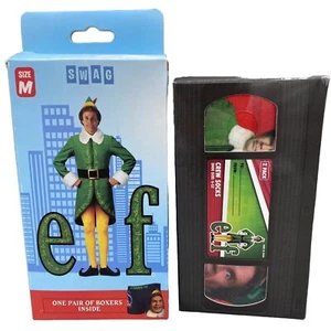 Buddy The Elf Set: 1 Boxer Brief Size M + 1 Two-Pack Crew Socks In VHS Boxes NEW - Picture 1 of 14