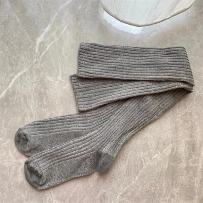 Meias leggings femininas listradas coxa alta malha quente perna aquecedor tubo - Imagem 1 de 4