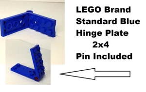 LEGO Big Hinge 2x4 Top Bottom Left Right Standard Blue FREE PIN Bridge Technic - Picture 1 of 1