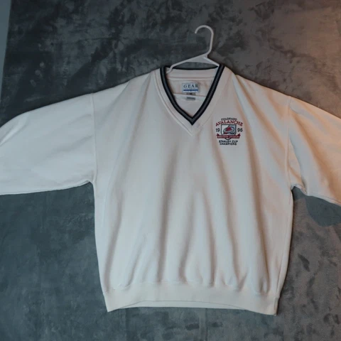 COLORADO AVALANCHE Sweatshirt Mens XL NHL Stanley Cup Champions White VTG 1996 Cover