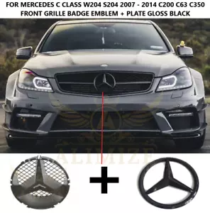 Per MERCEDES CLASSE C B V GLK VITO GRIGLIA EMBLEMA STEMMA STELLA BADGE NERO LUCIDO C63 - Foto 1 di 10