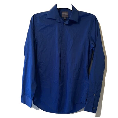 Madison Shirt Mens Medium 16 6.5 Blue Slim Fit Button Down Long Sleeve Top - Image 1 of 3