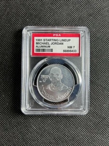1991 Starting Lineup Coin Aluminum Michael Jordan Pop 3 PSA 7 NM Chicago Bulls - Picture 1 of 2