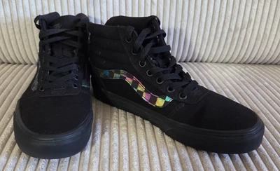 Vans Ward Black Iridescent Check High Top Skate Shoes Lace-Up Women's Size 7 - Image 1 of 4