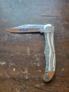 Case XX 6165 Star Spangled Bone Folding Hunter Pocket Knife Rare Find No Box - Picture 1 of 8