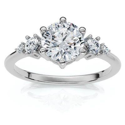 Anillo de compromiso EF/VS 1 quilates de diamantes Paraiba de oro de 14 k o platino cultivado en laboratorio Foto 1 de 4