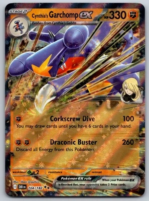 Cynthia's Garchomp ex 104/182 SV10: Destined Rivals NM Pokemon Card TCG - Image 1 of 2