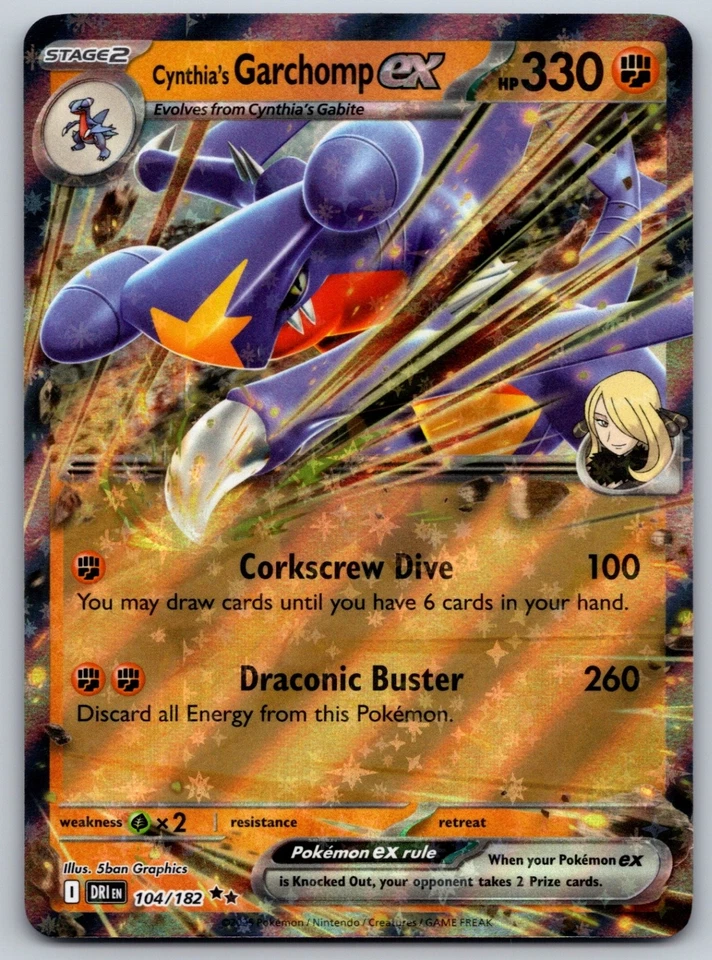 Cynthia's Garchomp ex 104/182 SV10: Destined Rivals NM Pokemon Card TCG - Image 1 of 2