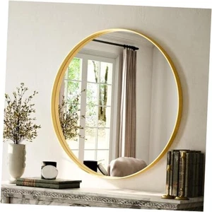 Round Bathroom Mirror 30 inch Gorgeous Deep Frame Wall Mirror, 30"L x 30"W Gold - Picture 1 of 7