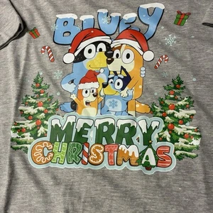 Sz M New W/O Tag Bluey Family Merry Christmas Shirt Family Mom Dad Muffin Grey - Picture 1 of 7