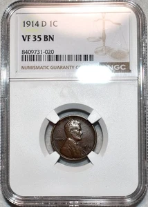 NGC VF-35 BN 1914-D Lincoln Cent, Strongly Detailed, XF Quality, Key-Date! - Picture 1 of 2