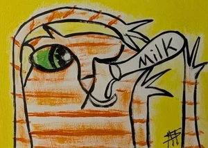 Original ACEO Cat Painting Collectible Modern Piano Art Card Samantha McLean - Picture 1 of 1
