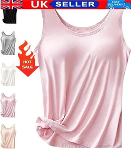 Ovantii Built-in-Bra Tank Top,Women's Sleeveless Slimming Loose Tank Top T-Shirt - Picture 1 of 15