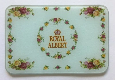 Royal Albert OLD COUNTRY ROSES Tempered Glass Serving Cutting Board Tray SMALL - Image 1 of 3