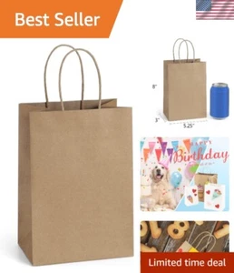 Customized Small Gift Bags - 100 Pack Brown Kraft Bags, Perfect for Parties - Picture 1 of 8