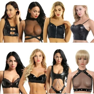 Sexy Women Leather Bustier Bralette Bra Top Cami Vest Crop Top Tank Blouse Party - Picture 1 of 42