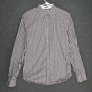 Armani Exchange Button up Shirt Mens M Black white pink Gingham check preppy L/S - Picture 1 of 13