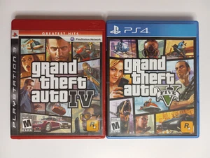 Grand Theft Auto Games: IV Greatest Hits (PS3, 2009) & V (PS4, 2014) - Picture 1 of 3
