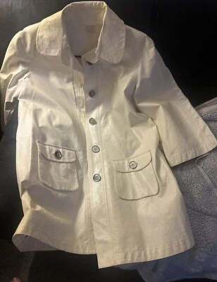 Abrigo Michael Kors Vinilo Blanco Talla M/M Blanco Plata Botones Lindo!!! Foto 1 de 4