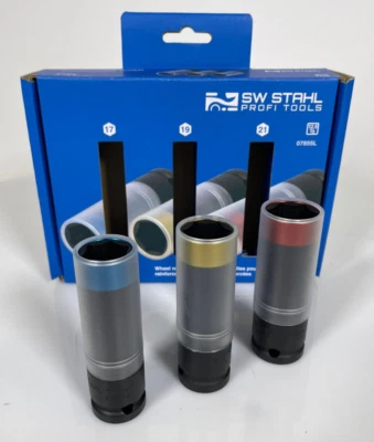 SW Stahl 07855L Radmutterneinsätze, verstärkt, 3-teilig, 17-19-21 mm - Bild 1 von 3