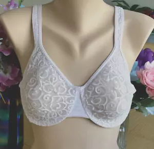 225 Olga 38C Pink Sheer Swirls Full Coverage Underwire Embroidered Bra #35090 - Picture 1 of 4