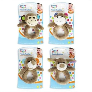 First Steps Plush Baby Animal Rattle Neutral 0m+ - Picture 1 of 5