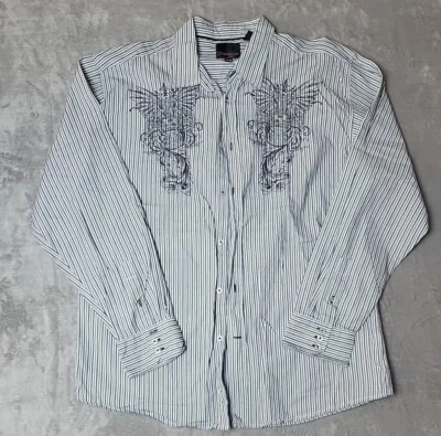 Point Zero Vintage Men’s 2XL Long Sleave Button Down Shirt Graphic Stiched Print - Image 1 of 4