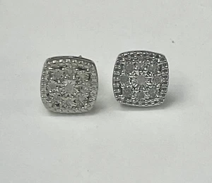 Sterling Silver and Diamond Earrings Macy's and Co.  1/10 CTTW - Picture 1 of 9