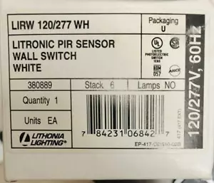 Lithonia Lighting LIRW 120/277 WH Litronic PIR Sensor Wall Switch - Picture 1 of 2