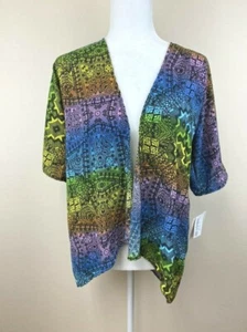 NWT Lularoe Bianka 3 Girls 14 16 Womens XXS Rainbow Black Geo Kimono Coverup - Picture 1 of 5