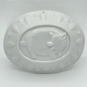 vtg porcelain Pig mold round 6 1/2” X 5” textured mold wall decor - Picture 1 of 9