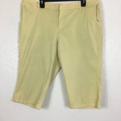 Pantalones Cortos Venezia Mujer Bermudas 20 Amarillo Mantequilla 16.5" Largo Entrepierna Capri Elastizados Foto 1 de 4